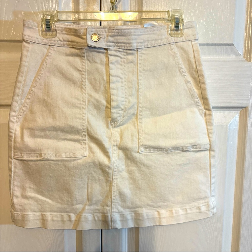 Banana Republic White Denim Midi Skirt